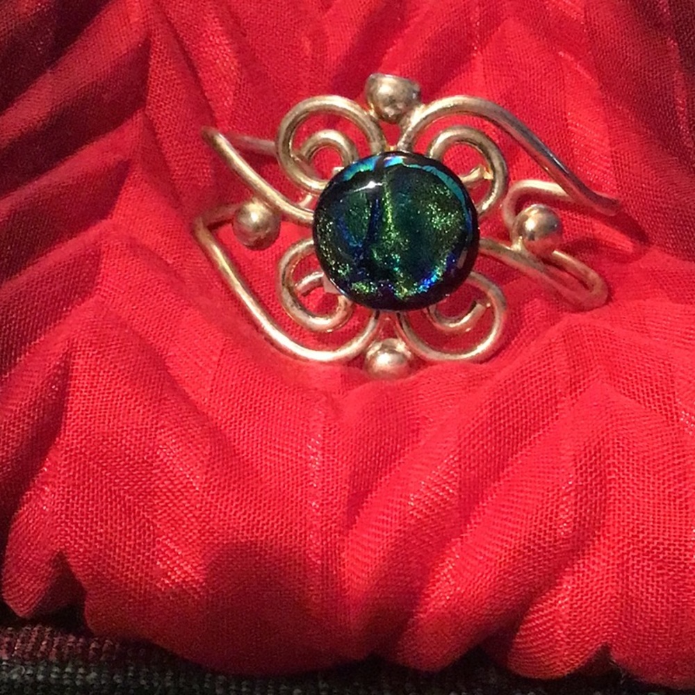 Artisan Silver and bead cuff bracelet